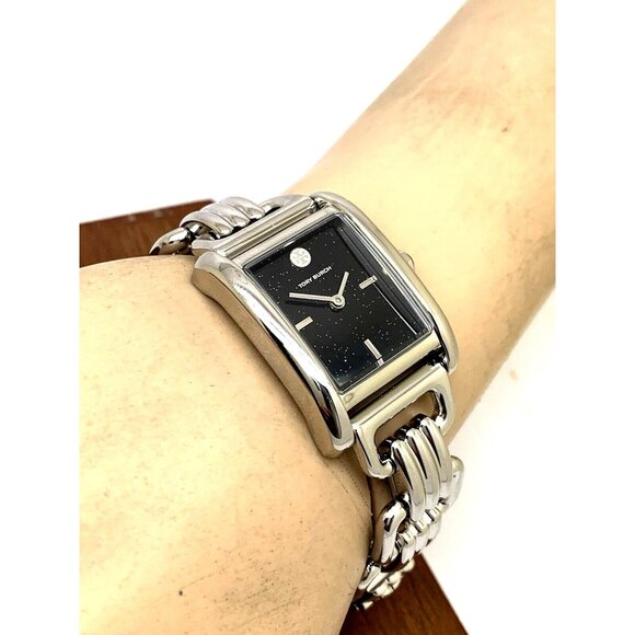 Tory Burch Womens Watch TBW1072 Eleanor Quartz Black Dial Silver Steel Tank 25mm main image 13
